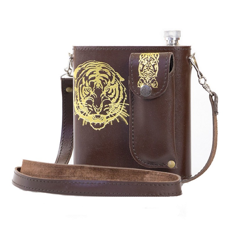 Фляжка 0,7л кож. чехол  + нож складной